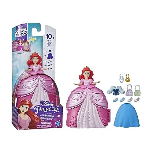 디즈니 Disney Princess Secret Styles Fashion Surprise Ariel, Mini Doll Playset with Extra Clothes and Accessories, Toy for Girls 4 and Up