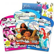 Disney Princess Magic Ink Coloring Book Set - Bundle of 3 Imagine Ink Books for Girls Kids Toddlers Featuring Disney Princess, Moana, and Minnie Mouse with Invisible Ink Pens and Stickers