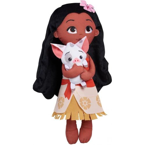 디즈니 Disney Princess Lil' Friends Plushie Moana & Pua 14-inch Plushie Doll, Kids Toys for Ages 3 Up by Just Play