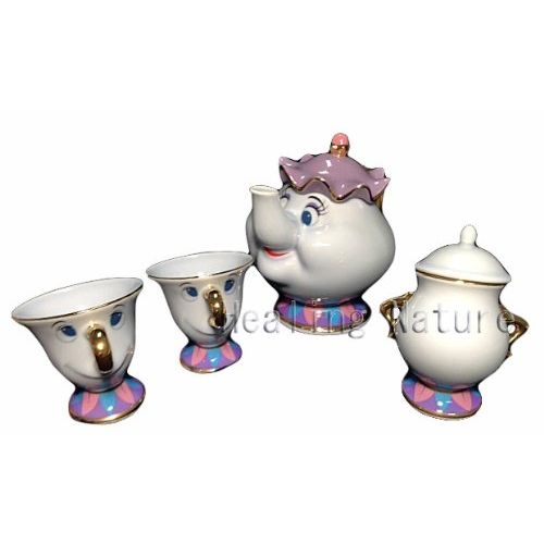 디즈니 Disney Resort limited release  Beauty and the Beast  Mrs. Potts and Chip teapot set  Mrs. Potts of pot u0026 chip of tea cup u0026 sugar pot