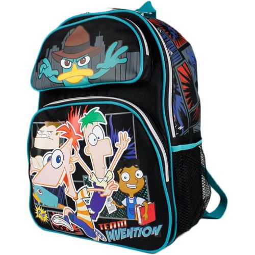 디즈니 Disney Phineas and Ferb Large Backpack Boys School Book Bag 16