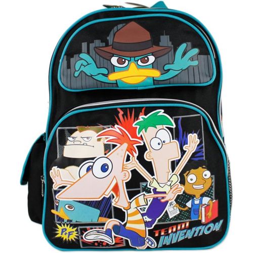 디즈니 Disney Phineas and Ferb Large Backpack Boys School Book Bag 16