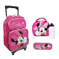 Disney Minnie Mouse Pink Large 16 Backpack with Lunch Bag and Pencil Case