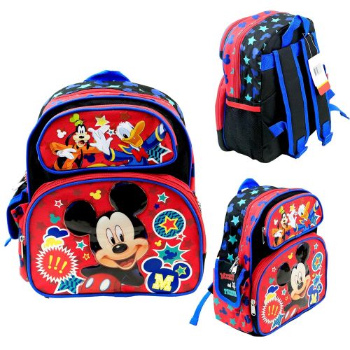 디즈니 Disney Mickey Mouse Kids 12 Toddler School Backpack Canvas Book Bag New