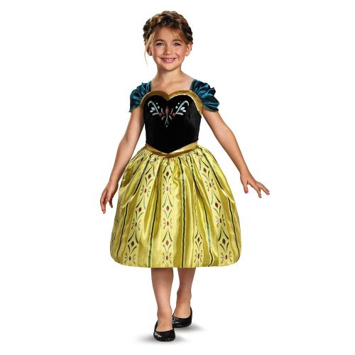 디즈니 Disneys Frozen Anna Coronation Gown Classic Girls Costume, X-Small/3T-4T