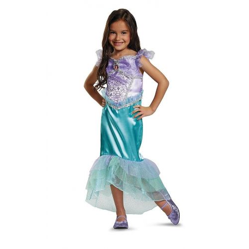 디즈니 Disney Girls Princess Deluxe Ariel Dress Costume Size Medium 7/8 Green Purple