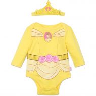 Disney Princess Belle Baby Girls Costume Long Sleeve Bodysuit and Tiara Headband Yellow