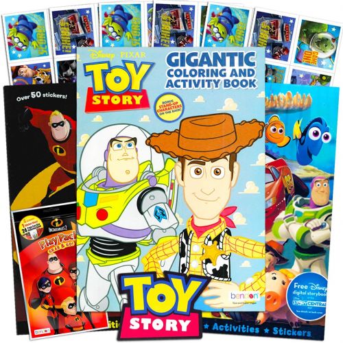 디즈니 Disney Toy Story Coloring Books for Toddlers Kids Playset -- 3 Disney Coloring and Activity Books, Crayons, and Toy Story Stickers (Toy Story Party Supplies)