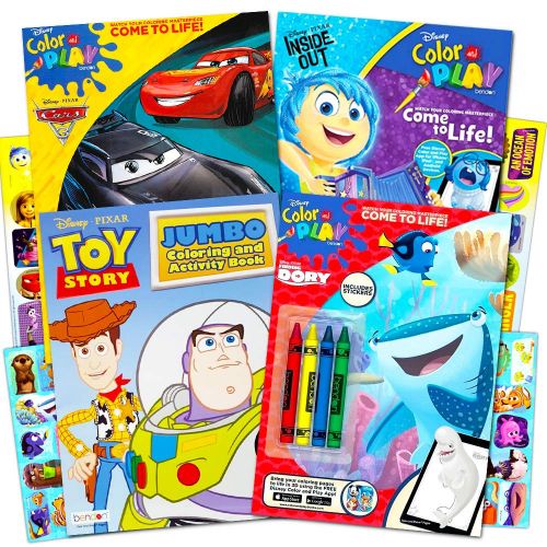 디즈니 Disney Pixar Ultimate Coloring Book Assortment ~ 4 Books Featuring Disney Cars, Toy Story, Finding Nemo and More (Includes Stickers)