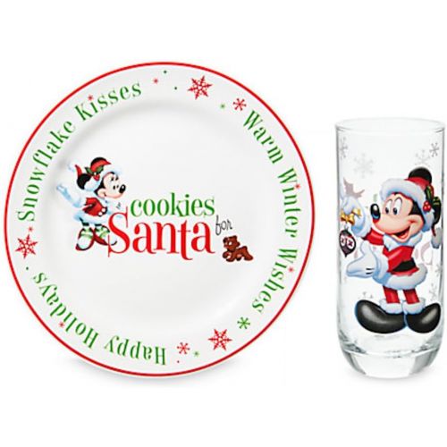 디즈니 Disney Cookies and Milk for Santa Holiday Glass and Plate Set