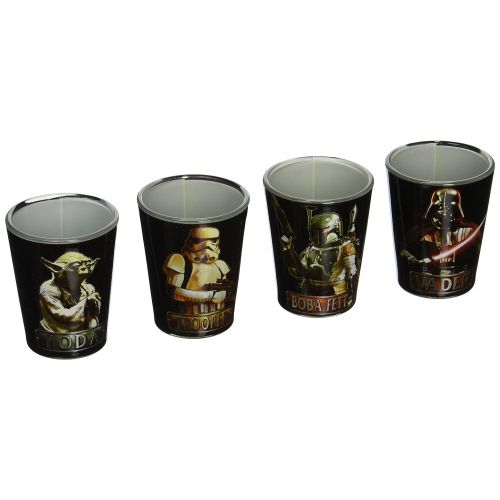 디즈니 Disney Silver Buffalo SW031SG1C Star Wars Characters Mini Glass Set, 4-Pack