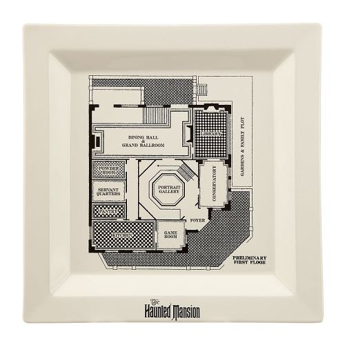 디즈니 Disney The Haunted Mansion Blueprint Dinner Plate White