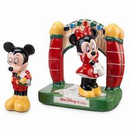 Disney Parks Exclusive Mickey and Minnie At The Gate 3 Piece Ceramic Salt and Pepper Shakers Set