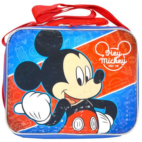 디즈니 Disney Classic Mickey Soft Rectangle Lunch Bag with Padded Top Handle And Shoulder Strap