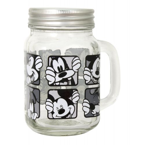 디즈니 Disney Mickey Grid Mason Jars, Multicolor, Set of 2