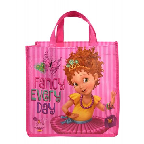 디즈니 Disney Fancy Nancy Fancy Everyday Eco-Friendly Non-Woven Tote in Pink Vertical Stripes - Cute Seamless Gift Bag for Girls Small Sized Carry-All Character Themed Mini Reusable Baske