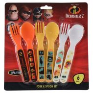 DisneyPixar Incredibles 2 Fork and Spoon Set, Multi, 6 Count
