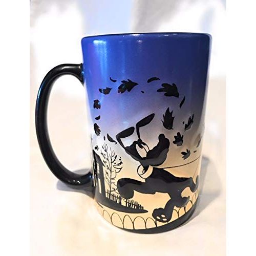 디즈니 Disney Mickey Minnie Pluto Evening Night Time Dusk Autumn Black and Yellow Ceramic 3D Mug