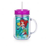 Disney Store Ariel Small Jelly Jar with Straw The Little Mermaid Tumbler Cup 2016