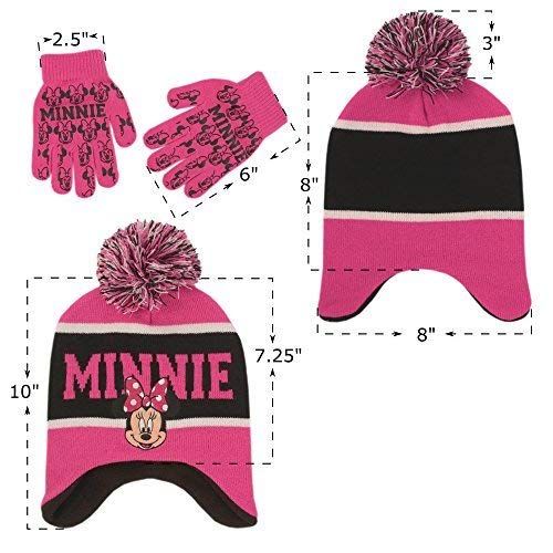 디즈니 Disney Little Girls Minnie Mouse Hat and Glove Cold Weather Set, Age 4-7