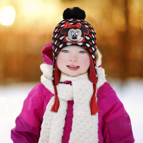 디즈니 Disney Girls Minnie Mouse Winter Hat and Mitten or Glove Set (Toddler/Little Girls)