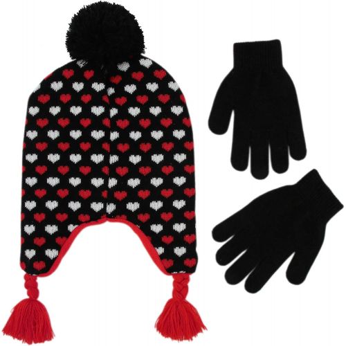 디즈니 Disney Girls Minnie Mouse Winter Hat and Mitten or Glove Set (Toddler/Little Girls)