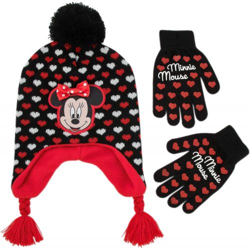 디즈니 Disney Girls Minnie Mouse Winter Hat and Mitten or Glove Set (Toddler/Little Girls)