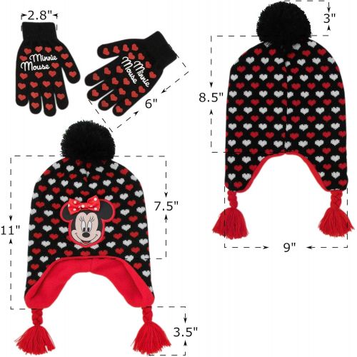 디즈니 Disney Girls Minnie Mouse Winter Hat and Mitten or Glove Set (Toddler/Little Girls)