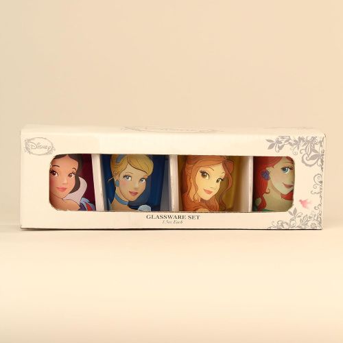 디즈니 Silver Buffalo DP031SG1 Disney Princess Faces Mini Glass Set, 4-Pack