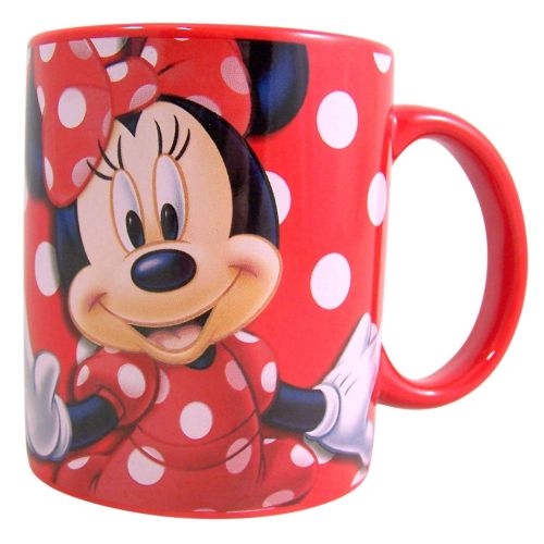 디즈니 Disney Big Heart Minnie Mouse Red and WhiteCeramic Decal MUG 11 Oz