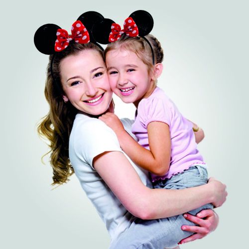 디즈니 Disney Minnie Mouse Sparkled Ear Shaped Headband with Polka Dot Bow, Mommy and Me Set, Include One Adult Size and One for Little Girl Age 2-7