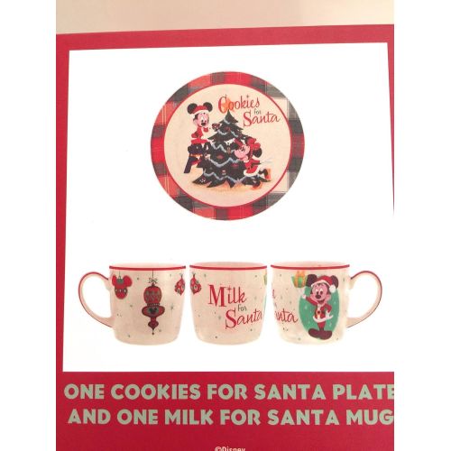 디즈니 Disney Park Retro Holiday Christmas Mickey Mouse Plate Mug Cookies for Santa Set