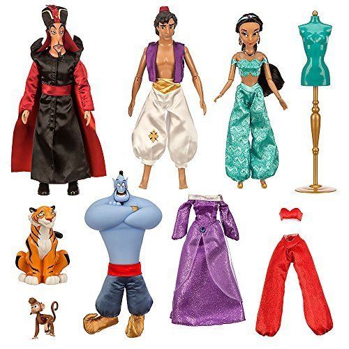 디즈니 Disney (Disney) Aladdin Deluxe Classic Doll Gift Set doll height 30cm Jasmine Aladdin Jeannie Jafa Abu Rajah Dress US Disney Store [parallel import goods]