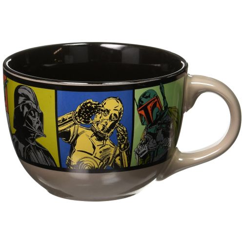 디즈니 Silver Buffalo SW0524 Disney Star Wars Grid Ceramic Soup Mug, 24-Ounces, White