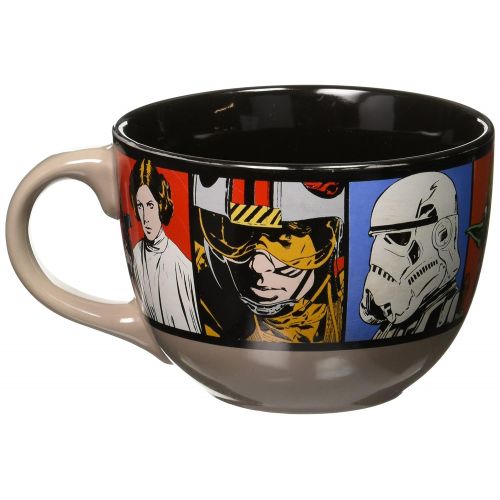 디즈니 Silver Buffalo SW0524 Disney Star Wars Grid Ceramic Soup Mug, 24-Ounces, White