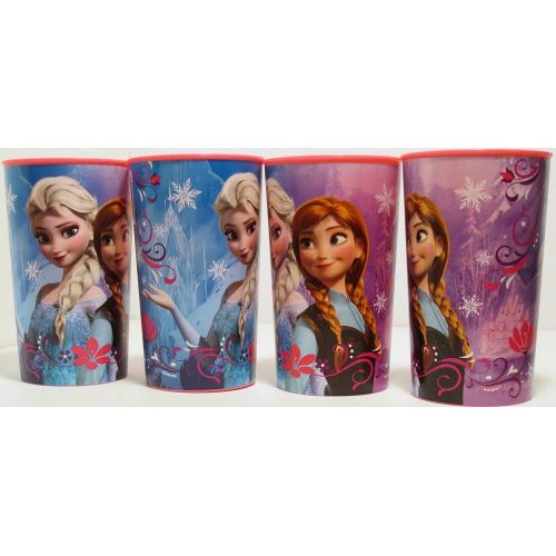 디즈니 Disney Frozen Anna & Elsa Plastic Cup 16oz Set of 4