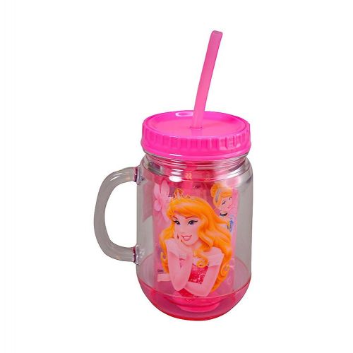 디즈니 Disney Princess 14oz Double Wall Insulation Jar Tumbler with Lid & Straw, BPA-Free