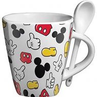 Disney Classic Mickey Mouse Parts Ceramic Coffee Beverage Mug and Spoon Set