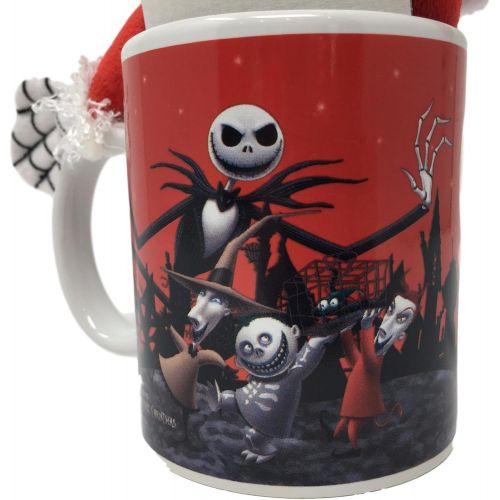 디즈니 Disney Nightmare Before Christmas Jack Skellington Plush & 12 oz Mug Set with Jumbo Candy Cane (Jack Skellington & Santa Mug)