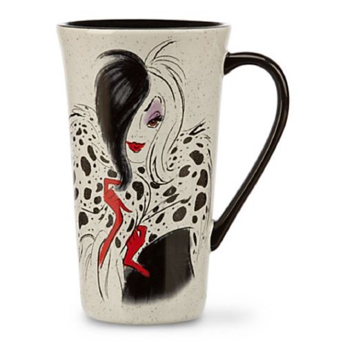 디즈니 Disney Store Cruella De Vil 101 Dalmatians Coffee Mug Cup White Red Black 2014