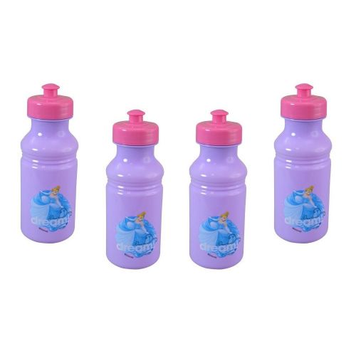 디즈니 Disney 4-Pack Princess Cinderella Kids 17oz Pull-Top Water Bottles, Purple Pink