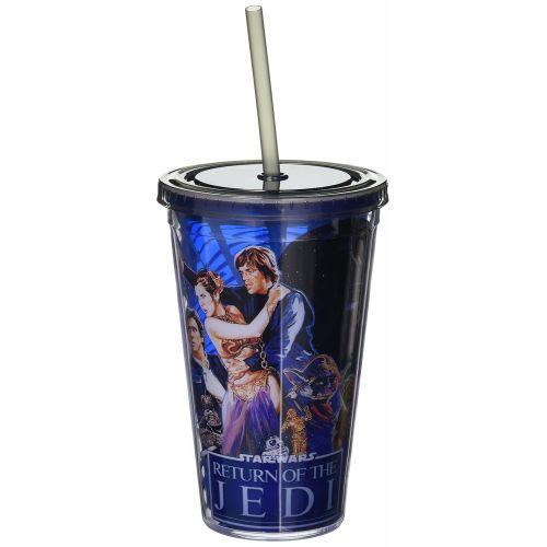 디즈니 Disney SW65087 Star Wars Return of The Jedi Plastic Cold Cup with Lid and Straw, 16-Ounces, Multicolor