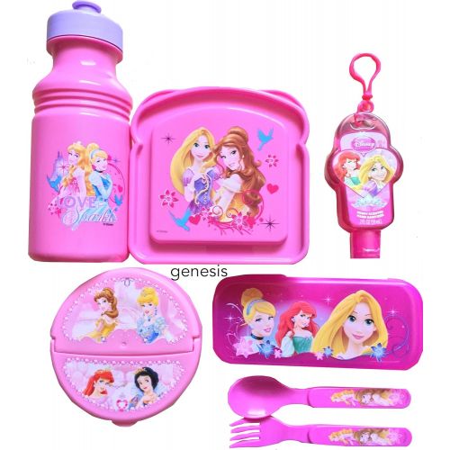 디즈니 Disney Princesses 7 Pc Lunch Value Gift Set Pull-top Bottle, Sandwich & Snack Containers, Hand Sanitizer & GoPak