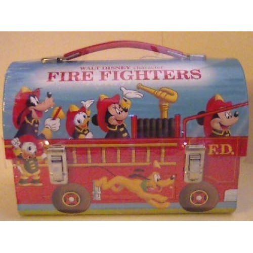 디즈니 Hallmark School Days 2000 Walt Disney Character Fire Fighers Dommed Lunch Box with Coa and Limited Edition Number