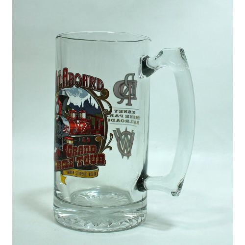 디즈니 Disney Railroad Logo All Aboard Grand Circle Tour Stein Glass Mug - Disney Parks Exclusive & Limited Availability