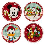 Disney Store Christmas Dessert Plates Mickey Minnie Mouse Donald Duck Melamine 2015