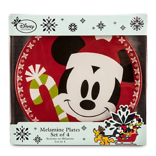 디즈니 Disney Store Christmas Dessert Plates Mickey Minnie Mouse Donald Duck Melamine 2015