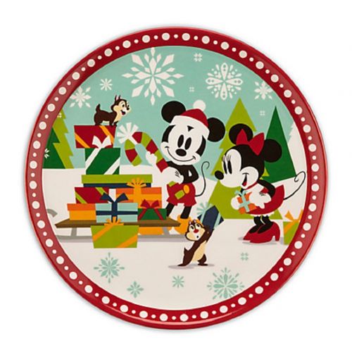 디즈니 Disney Store Christmas Dessert Plates Mickey Minnie Mouse Donald Duck Melamine 2015