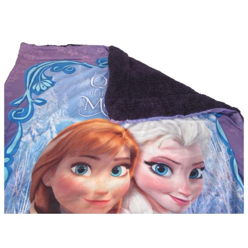 디즈니 Disneys Frozen Anna & Elsa Sherpa Throw Blanket Queen of the North Mountain 41x53