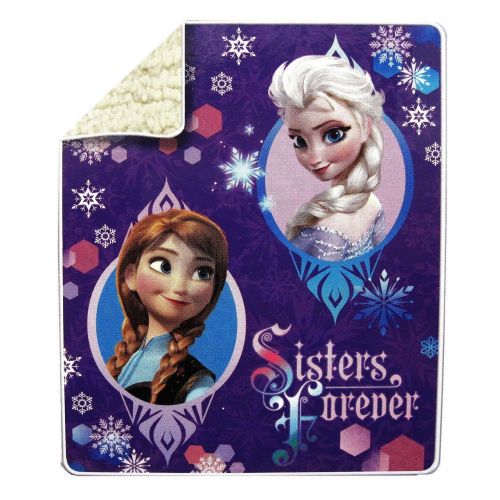 디즈니 Disneys Frozen Anna & Elsa Microvelvet Sherpa Throw 40x50
